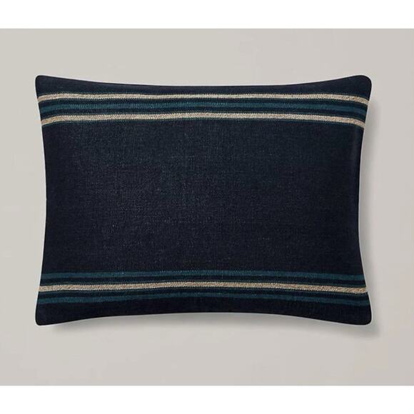 NEW Ralph Lauren Mathers‎ Throw Pillow Navy 22x22 Cover Only Linen Zip Closure
